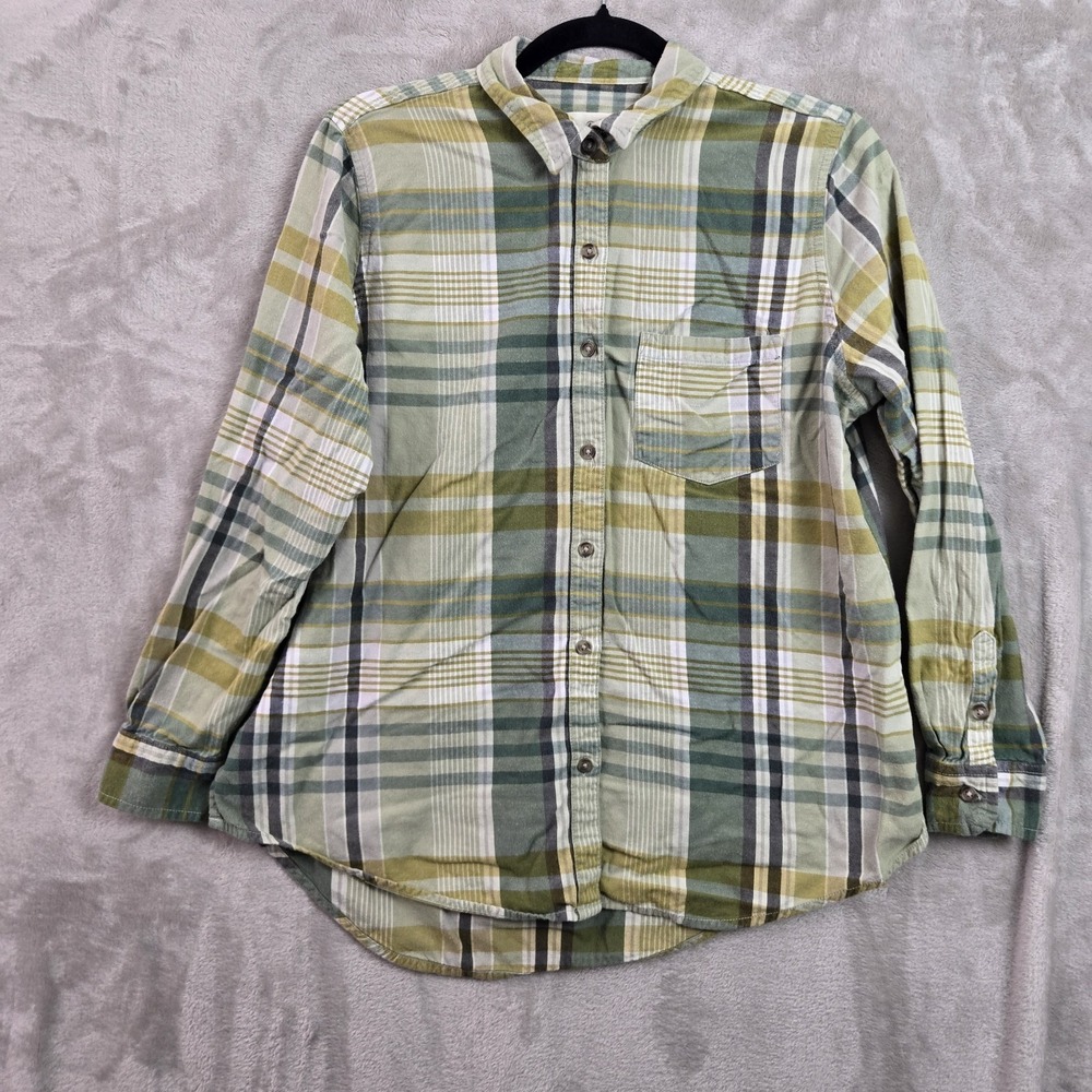 Universal Thread Green Plaid Button Down Shirt Womens Small Long Sleeve Cotton